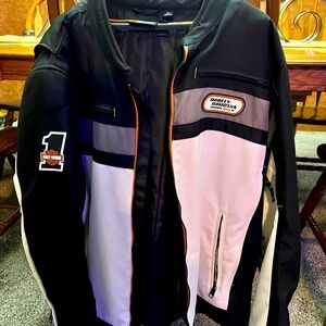 Mens 3XL White Harley Davidson Lined Riding Jacket Coat
